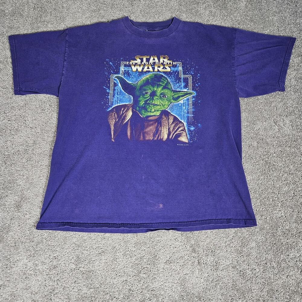Vtg Star Wars Yoda T-Shirt Men's 2XL Purple The Magic Of Myth 90s Master Jedi